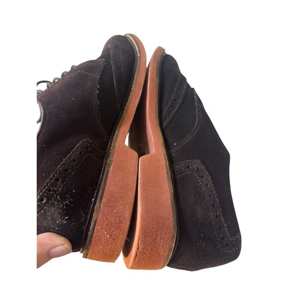 Cole Haan Mens 10 Brown Suede Wingtip Dress Shoes With Red Soles & Lace-Up Closu - Picture 6 of 7